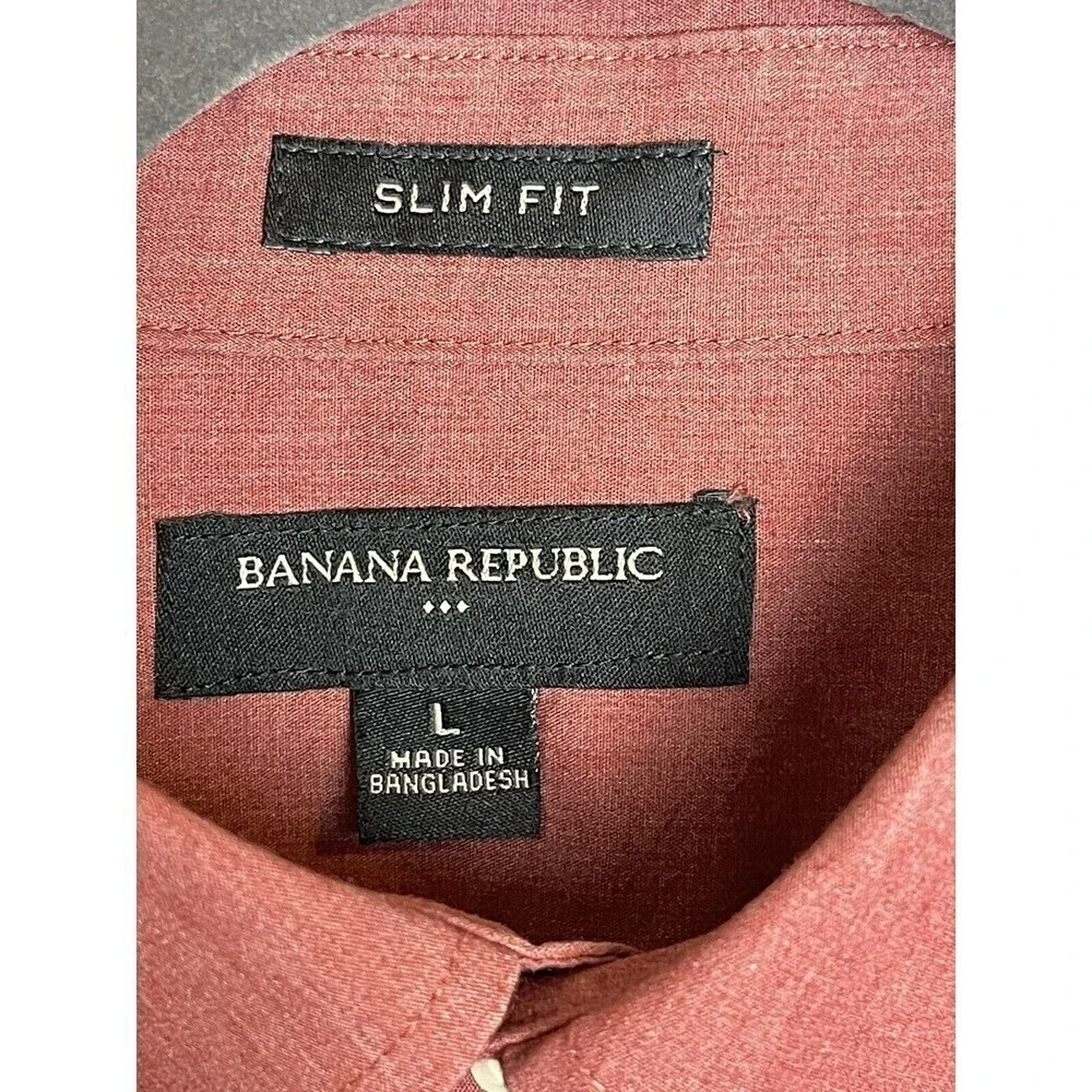 Banana Republic Men’s Button Up Shirt Slim fit Size L Maroon Front Pocket